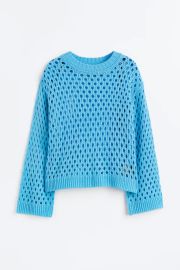 Hole-knit Sweater - Blue - Ladies HampM US at H&M